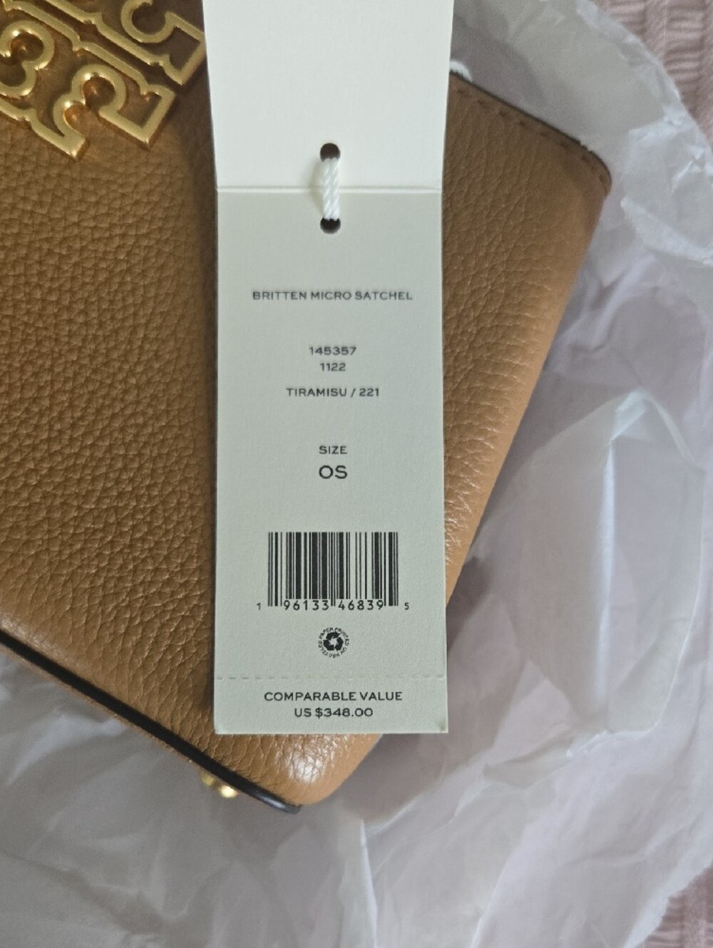 Tory Burch Britten Tan Pebbled Leather Micro Satchel - Picture 8 of 9